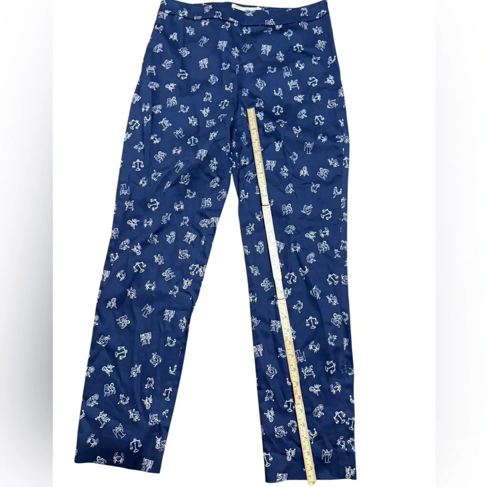 Carolina Herrera Pants Zodiac Print Dark Blue Archive Print Collection B131 Sz 8